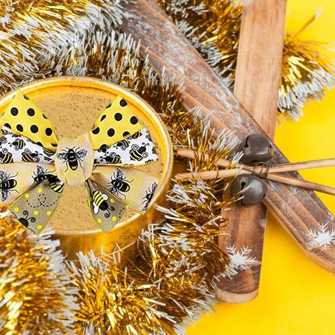 6 Rolls 40 Yards Bee Ribbon Wired Edge Ribbon Honeybee Ribbon for Crafts Wrapping Easter Party Decorations Bee Themed Decorations Bee Baby Birthday Party Supplies in Saudi Arabia