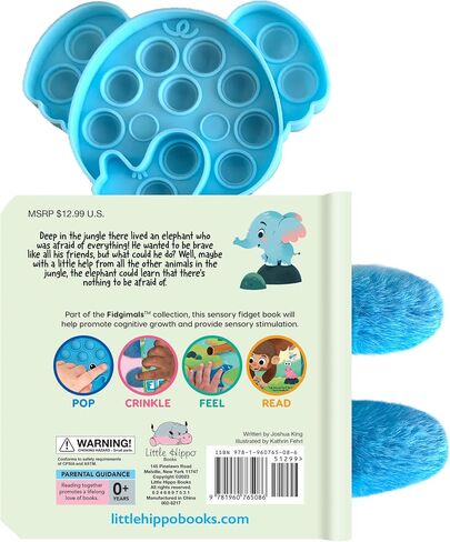 Fidgimals Little Elephant Animal Baby Book | كتب الأطفال التعليمية ، كتاب لوحة الحواس مع ألعاب Pop It تململ ، ألعاب حسية مثالية ... كتب I in Saudi Arabia