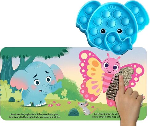 Fidgimals Little Elephant Animal Baby Book | كتب الأطفال التعليمية ، كتاب لوحة الحواس مع ألعاب Pop It تململ ، ألعاب حسية مثالية ... كتب I in Saudi Arabia
