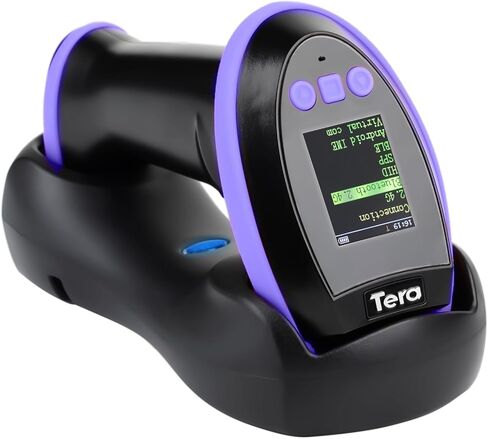 Tera Barcode Scanner Wireless مع الشاشة: PRO الإصدار 1D 2D QR مع إعداد لوحة مفاتيح شحن Cradle Works مع Bluetooth 2.4g اللاسلك in Kuwait