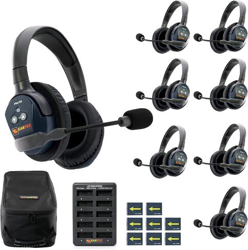 EARTEC Ultralite PRO16 Wireless Intercom Headset System for 8 Users – Long Range 1/2 Mile, Hands-Free Full Duplex, 10-Hour Battery, Single Ear, Expandable to 16 – U.S. Company Since 1961 in Saudi Arabia