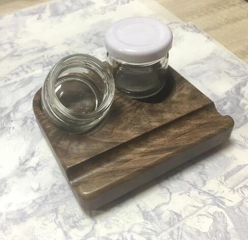 Wooden Tilting Calligraphy Pen Holder with Two Glass Ink Bottle Container, New Ink Bottle Holder,Calligraphy Oblique Nib Holder Stand,Non-Slip Base Desktop Tabel Decoration (White Cap) in Saudi Arabia