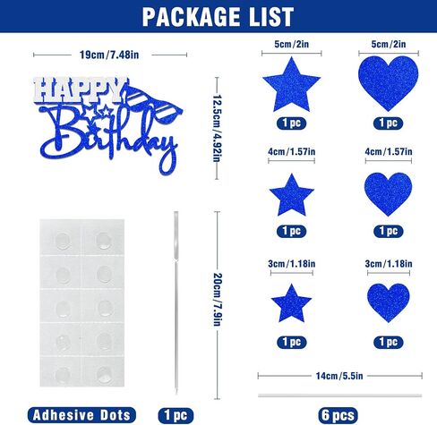 Happy Birthday Cake Toppers, Blue Silver Birthday Cake Topper for Men Women Boys Girls, Birthday Party Glitter Cake Decorations Supplies for Him Her in Saudi Arabia