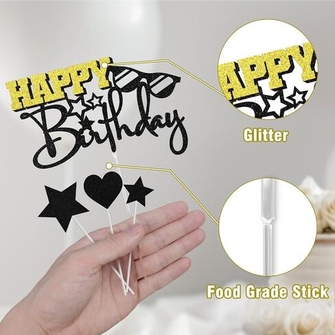 Happy Birthday Cake Toppers, Blue Silver Birthday Cake Topper for Men Women Boys Girls, Birthday Party Glitter Cake Decorations Supplies for Him Her in Saudi Arabia
