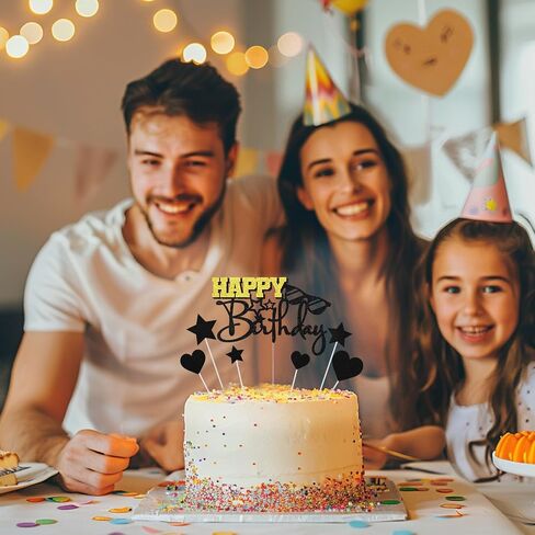 Happy Birthday Cake Toppers, Blue Silver Birthday Cake Topper for Men Women Boys Girls, Birthday Party Glitter Cake Decorations Supplies for Him Her in Saudi Arabia
