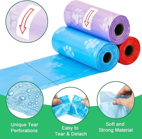 Thenshop 3000 Counts 200 Rolls Dog Poop Bag Plastic Dog Vals Acags يمكن التخلص منها للحيوانات الأليفة الأليفة أنبوب المشي في الهواء الطلق. in Kuwait
