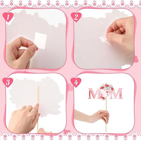 Mother's Day Decoration Sticks Cards Party Centerpiece Sticks Vase Cake Toppers Flowers Birds Cars for Love Mum Day Art Decor in Kuwait