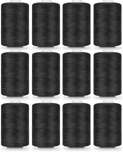 12 Pcs Sewing Thread, 1000 Yards Black Thread for Sewing，All-Purpose White Thread for Sewing，Polyester Thread for Sewing Machine, Hand Stitching, Quilting (White & Black) in Kuwait