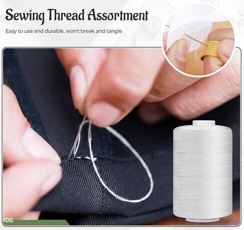 12 Pcs Sewing Thread, 1000 Yards Black Thread for Sewing，All-Purpose White Thread for Sewing，Polyester Thread for Sewing Machine, Hand Stitching, Quilting (White & Black) in Kuwait