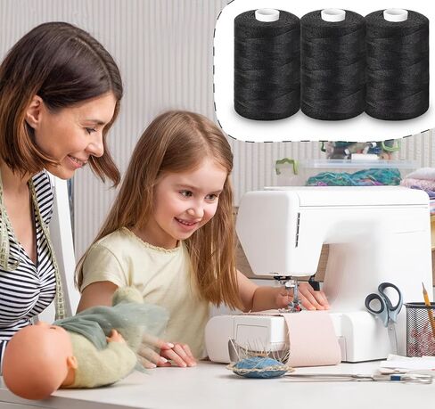 12 Pcs Sewing Thread, 1000 Yards Black Thread for Sewing，All-Purpose White Thread for Sewing，Polyester Thread for Sewing Machine, Hand Stitching, Quilting (White & Black) in Kuwait