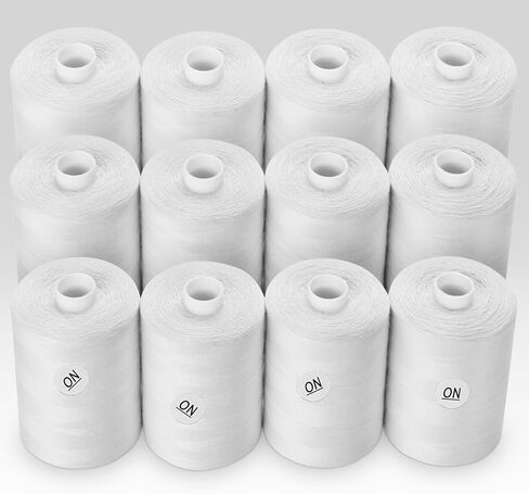 12 Pcs Sewing Thread, 1000 Yards Black Thread for Sewing，All-Purpose White Thread for Sewing，Polyester Thread for Sewing Machine, Hand Stitching, Quilting (White & Black) in Kuwait