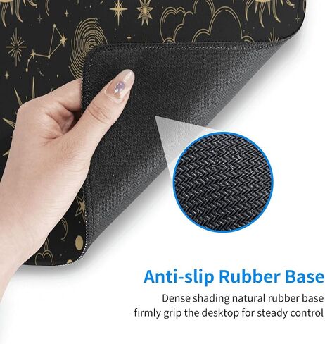 Constellations Gaming Mouse Pad with Stitched Edges, Black Gold Moon Stars Tarot Sun Large Mousepad Long XL Keyboard and Mouse Pad Desk Mat for Gaming Office & Home 31.5''X11.8'' Desk Decor in Kuwait