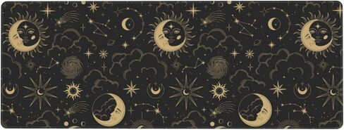 Constellations Gaming Mouse Pad with Stitched Edges, Black Gold Moon Stars Tarot Sun Large Mousepad Long XL Keyboard and Mouse Pad Desk Mat for Gaming Office & Home 31.5''X11.8'' Desk Decor in Kuwait