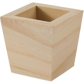 Plaid Wood Unfinished Square Planter, 3" x 3" x 3" Wooden Surface Perfect for DIY Arts and Crafts Projects, 63517