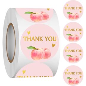 500pcs ملصقات Peach Gold Foil ، 2inch شكرًا لك على لفة ملصق ، شكرًا لك على الأعمال التجارية الصغيرة ، والسلع المصنوعة يدويًا ، وبطاقات المعايدة ، وبطاقات المعايدة التجارية ، ولفائف الحفلات. in Kuwait
