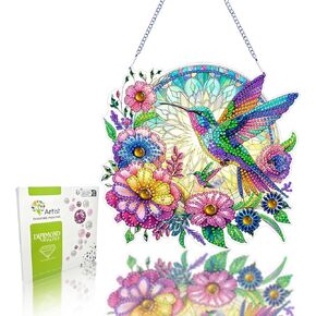VNRGG Diamond Art Painting DIY Hanging Diamond Art Pendant Painting Kit Hummingbird Special Shape Crystal Garden Wall Hanging Kit Hanging Decorations Box Set
