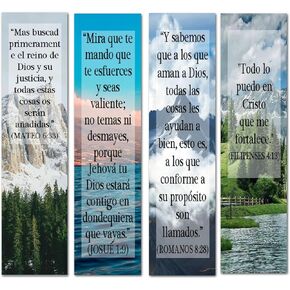 Spanish Christian Verses Bookmarks with Bible Verse,20Pack Scenery Bookmarks, Bible Bookmark in Spanish Inspirational Bookmark for Church Classroom(8 * 2Inch)