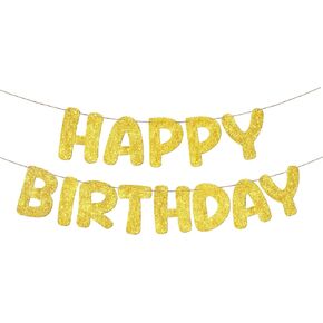 Fulmoon Glitter Pre Strung Happy Birthday Lanner No DIY Party Decorations Defain Happy Birthday Decor