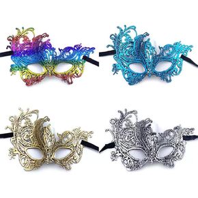 lace mask Masquerade Mask Party Mask Halloween Mask (Grey+Gold+Blue+Rainbow)