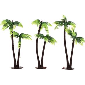 PartyKindom Plastic Mini Palm Trees: 3pcs Coconut Palm Model Artificial Trees Scenery Model for Cake Decor Building Model Landscape