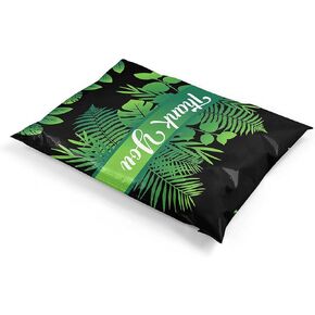 Shop4Mailers 10 x 13 Thank You Tropical Palm Leaves Banana Leaf Black Poly Bag Mailer Envelopes 2 Mil (100 Pack, Black)