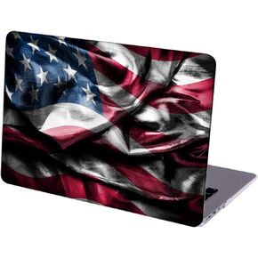 Case Compatible with MacBook Pro 14 inch Hard Protective Shell with Keyboard Cover (A2442 M1 Pro/Max, 2021 Release) - Patriotic Waving Flag of USA