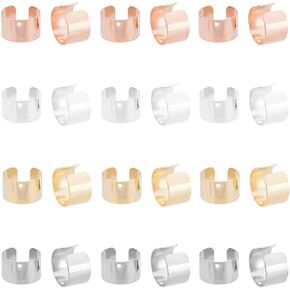 DICOSMETIC 60Pcs Cuff Earrings Findings Cartilage Cuff Earring Non-Pierced Wrap Earring Adjustable Stainless Steel Clip-on Earring Cuffs with Loop for Dangle Cuff Earring Making, Hole: 1mm