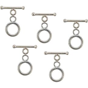 chgcraft 5 مجموعات 925 Clasps sterling Silver Toggle Clasps Clasps Clasps للمجوهرات صنع النتائج التي توصل إليها قلادة DIY ، حلقة 12x9x1.5mm ، ثقب 2 مم