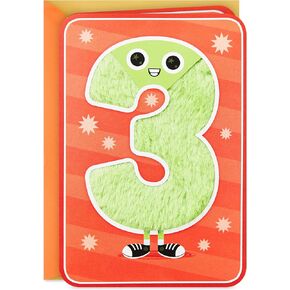 Hallmark 3rd Birthday Card for Kids (Fuzzy Number)