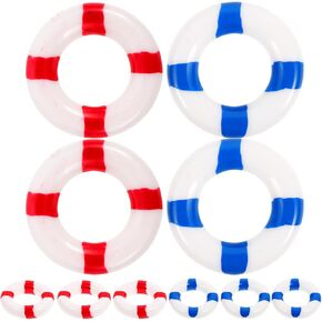PRETYZOOM 10pcs Mini Life Rings - 1'' Plastic Lifebuoy Ornaments for Craft, Dollhouse Swimming Ring Props, Nautical Cake Decoration