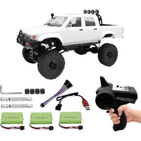 WPL C64-1 RC Car 1:16 Scale RC Crawler RTR RC Rock Truck 4x4 Off-Road Vehicle Mode 260 Motor New Gearbox with 3 Upgraded 1200mah Battery for Adult RC Hobby(White)