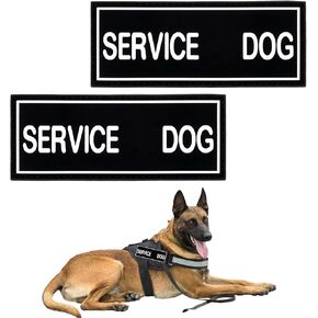 2 Pcs Service Dog Patch, Black Service Dog Harness, Removable 3D Service Dog Vest in Training Dog Patch for Dog in Training, Service Dog, Emotional Support
