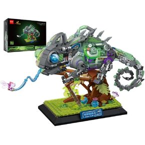 JMBricklayer Adult Building Sets Mechanical Chameleon 70124, Cool Rainforest Animals Collectible Display Model with Base, Creative Design Building Toys Gifts for Adults Men Boys Girls 14+