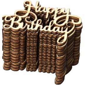 Amosfun 15pcs Mini Birthday Wood Crafts Happy Birthday Wooden Sign Unfinished Wood Ornaments for Vintage Rustic Birthday Party Decoration