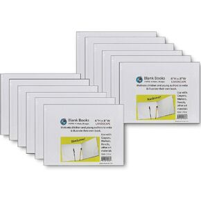 Ashley Productions Hardcover Blank Book, 8" x 6" Landscape, White, Pack of 12