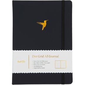 Yop & Tom Bullet Dotted Journal (A5) - Bee - Dot Grid Notebook With Extra Thick Paper (160 GSM) - Charcoal
