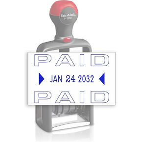 Heavy Duty Style Office Date Stamp with Entered - Self Inking Dater - Style A - Blue & Red Ink Color