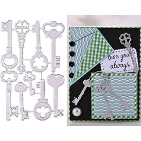 9 Pcs Vintage Keys Set Metal Cutting Dies, DIY Scrapbooking Artist Cutting Dies Stencils for Card Making Photo Album Decorative Embossing Paper Cards