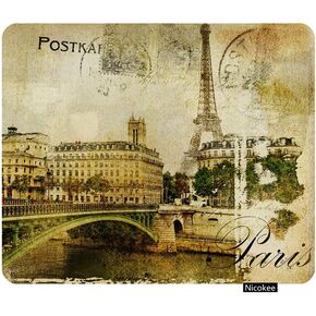 ألعاب الماوس Pad Art Art Print Vintage Paric-Paris Tower Eiffel Tower Pad Non-Slip Rubber Mouse لأجهزة الكمبيوتر ، الكمبيوتر المحمول ، المكتب ، المستطيل المنزلي Mousepad 9.5 بوصة × 7.9 بوصة