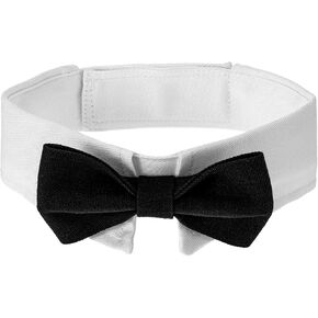Dog Bow Tie Dog Bowtie Tuxedo Collar Bow Tie Dog Collar Black Bowtie with Handcrafted Adjustable White Collar Formal Pet Cat Necktie Collar for Medium Large Boy Dog Wedding Grooming Bows Birthday Gift