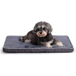 Hollypet Dog Bed Washable Plush Dog Cage Bed Soft and Comfortable Kennel Mat Non-Slip Pet Sleeping Mat for Medium Dog Breeds, 35x22x1.5 inch, Dark Gray