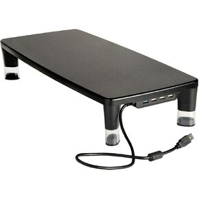 3M Adjustable Monitor Stand with 4-Port USB Hub, Black, Great for Computer Monitors, Laptops, TVs, Speakers, Printers and More