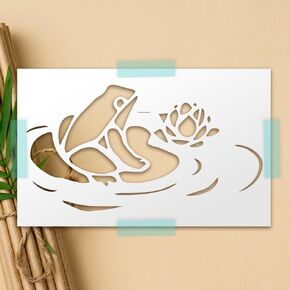 1- 5x8 inch Custom Cut Stencil, (NA-4) Frog Lily Pad Arts and Crafts Scrapbooking Painting on The Wall Wood Glass