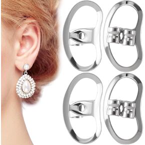 4pcs Metal Earring Backs for Droopy Ears, Hypoallergenic Brass Earring Supports, Earring Lifters Replacements for Heavy Oversized Earrings Studs- Gold
