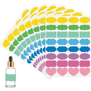 Wisdompro 256 Pcs Colored Label Stickers, Self Adhesive Gift Tag Stickers Blank Write on Labels for Essential Oil Bottles, Jars and Food Containers - 2 x 1.2 inch