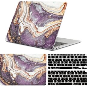 Compatible with MacBook Air 13 inch Case,2020 2019 2018 Release(A2337 M1 A2179 A1932) with Touch ID and 2 Pack Keyboard Protectors,Shiny Sparkly Glitter Laptop Hard Shell Pink Glitter Marble