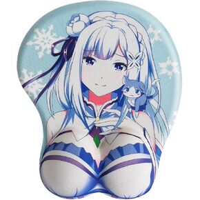 Cute 3D Mouse Pad Kawaii Anime Girl Mouse Pads Gaming Mouse Mat Fun Computer Mouse Pad with Wrist Support Blue