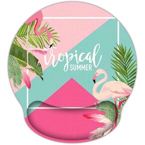 Mouse Pads with Gel Wrist Rest Support,Ergonomic Non Slip Base Memory Foam Wrist Rest Pad Mousepad for Home,Office,Gaming,Computer,Laptop Easy Typing Pain Relief, Flamingo