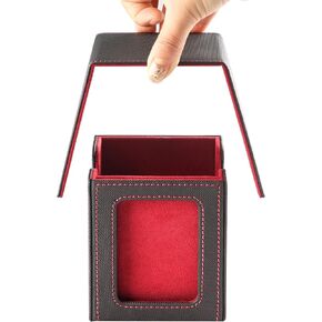 MTG Deck Box, Single Display Window Deck Box MTG, Commander Deck Box Fits 100 Double Sleeved Cards, PU Leather Magnetic Closure Card Deck Box with 2 Dividers&1 Toploaders for TCG, CCG(Black Red)