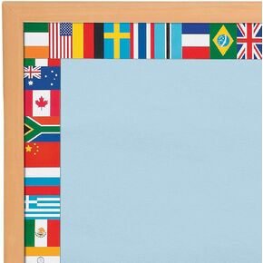 Fun Express Flags Bulletin Border - Colorful Classroom Educational Decor for Themed Learning Activities Back-to-School Projects Celebrations - Perfect for Kids Rooms Classrooms & Libraries - 12-Piece
